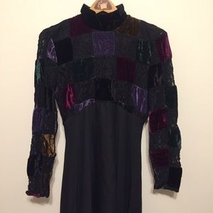 Vintage Boho Lace Velvet Patchwork Dress